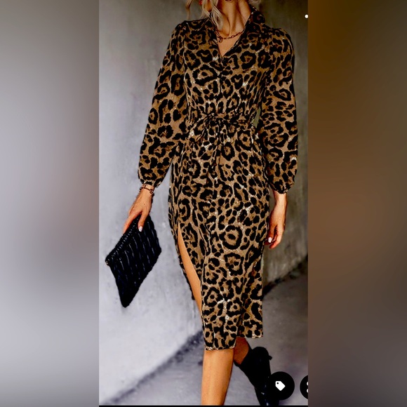 PrettyLittleThing Dresses & Skirts - COPY - Pretty Little Thing leopard print wrap dress. Midi length size 12